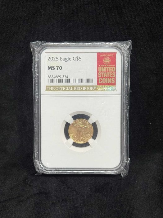 5 dolari Eagle 2025 gradată MS 70