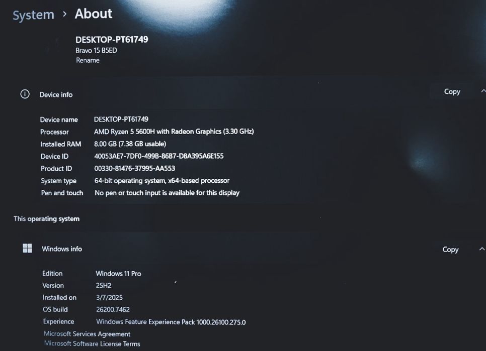 лаптоп MSI Bravo 15 B5DD