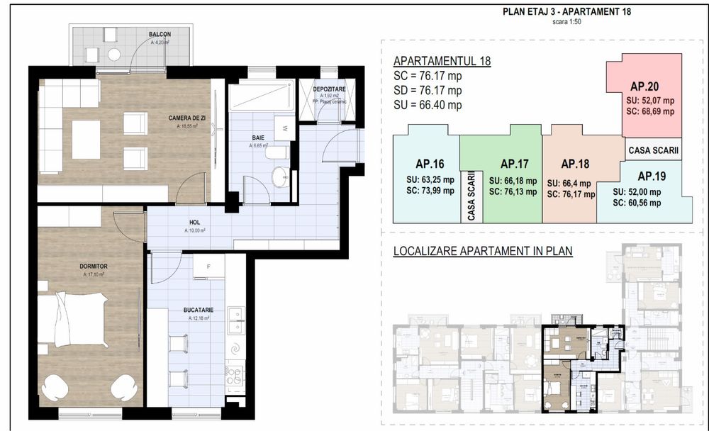 Apartament NOU cu 3 camere 66.40 mp + 4.20 mp Balcon Beius zona centrala