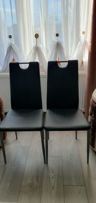 Scaune moderne (4 buc.) din piele ecologică culoare gri - ,,NOI'