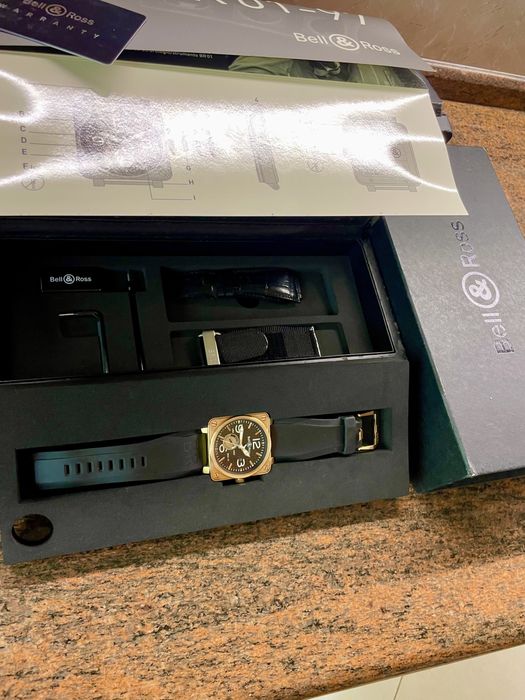 Златен ,часовник! Bell&Ross BR 01-97 RESERVE de MARCHE Rose Gold 18 k