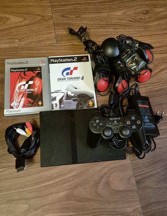 Consolă PlayStation 2 (PS2) Slim SCPH-70004 + Buzz Controllers Jocuri