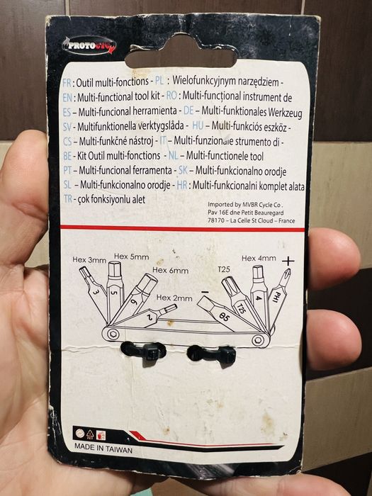 Unealtă multifunctionala, imbus bicicletă