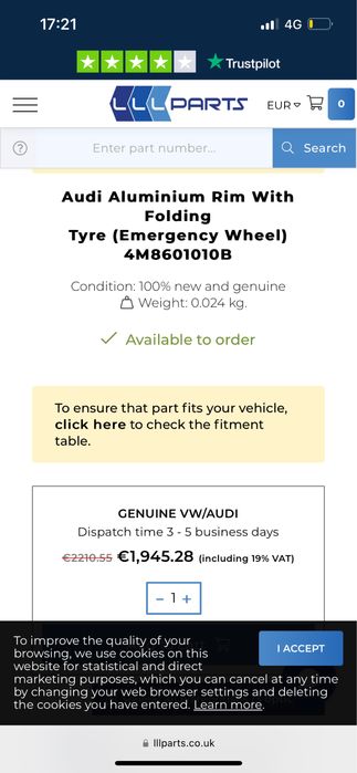 Kit Roata Rezerva Slim Noua Cayenne/ Audi Q8 Q7/ Bentayga/ Touareg CR7