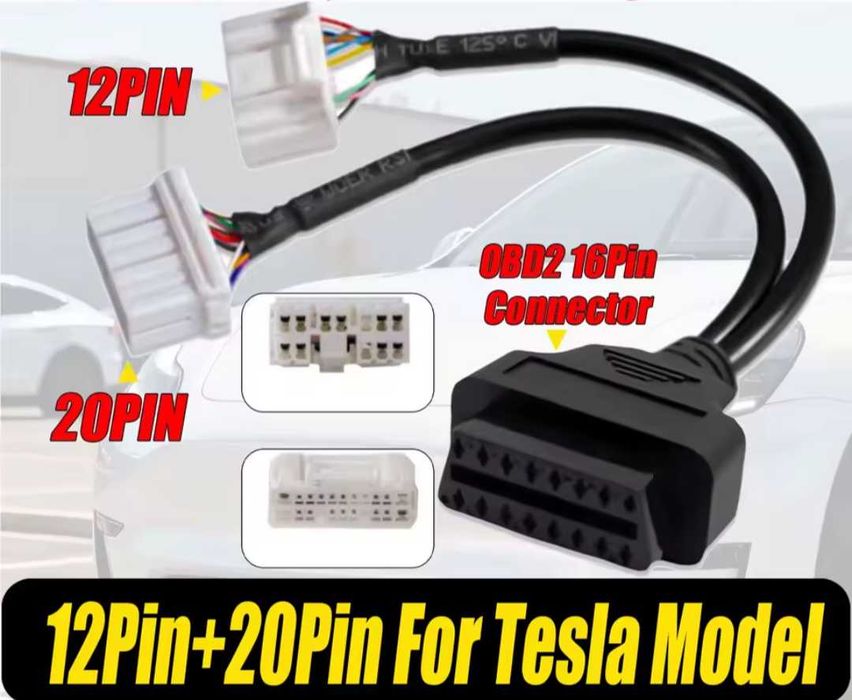 OBD 2 преходник за диагностика за Тесла Tesla модел 3 и модел Y model 3 диагностициране ОБД2 кабел компютър