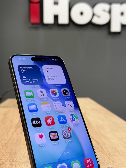 iPhone 15 Pro Max Black Titanium Negru 256GB, 84% Baterie #7038