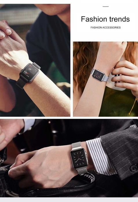 Curea ceas bratara metal Apple Watch 42 44 45 49 mm Milanese Loop 40