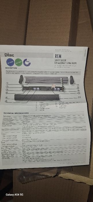 Senzor safety ditec REM 90  de 900milimetri