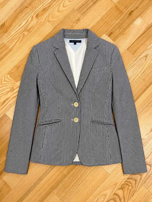 Tommy Hilfiger – Sacou damă cu dungi alb-negru, mărimea S 100% bumbac