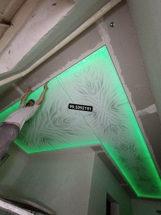 Установка натяжных потолков и фото обои (с 80 000 сум до 130 000 сум )