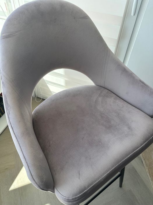 Scaun de bar catifea roz easy clean pet friendly picioare metalice