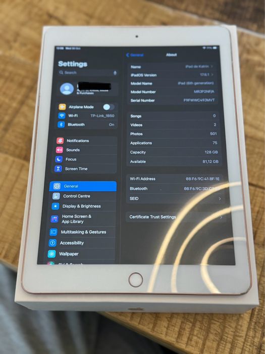 Ipad 6th Generation Wi - Fi 128 GB