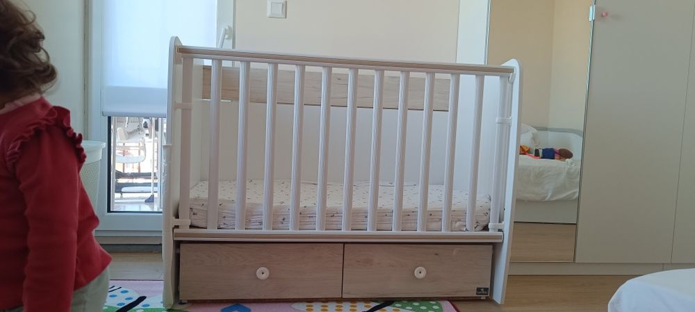 Детско легло-люлка лорели+матрак ИКЕА+2 протектора и 3 чаршафчета