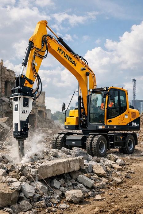 Услуги колесного эксковатора Hyundai 140