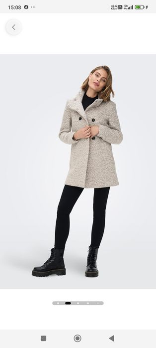 Only двуредно палто с вълна