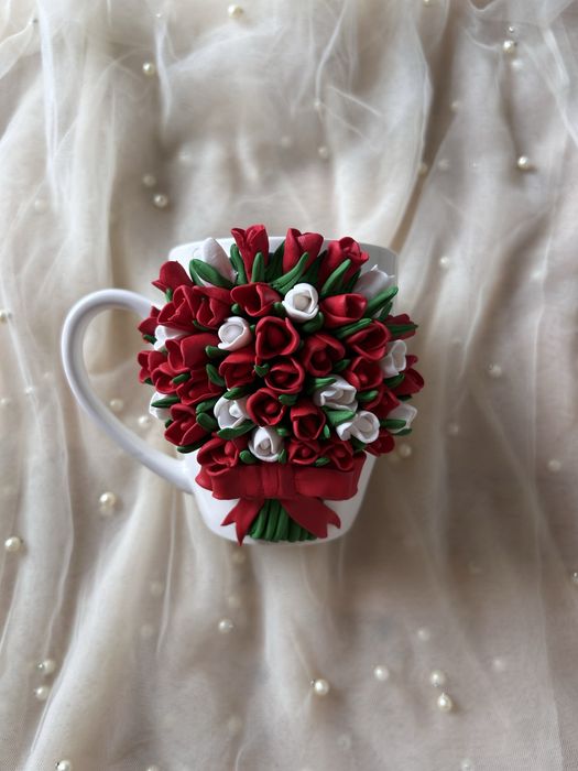 Cana din lut polimeric cu flori