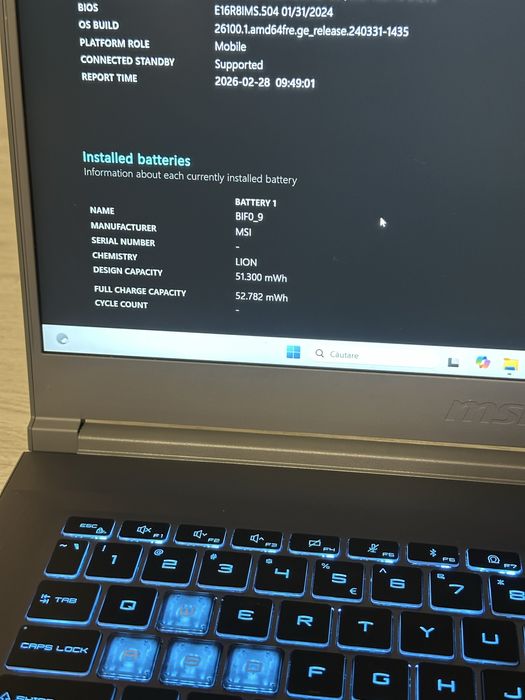 Laptop Gaming MSI Thin | RTX 4050 | i5-12450H Ca si Nou ( Garantie)