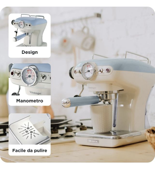 Еспресо машина Ariete VINTAGE 1389,850W,15 bar,0.9л,Мляно и ESE дози