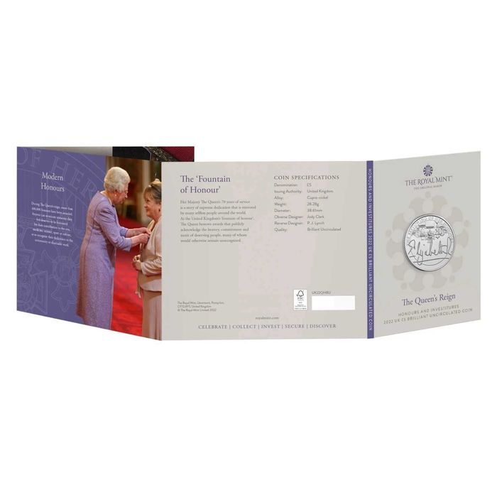 МОНЕТА ОТ 5 ПАУНДА – Кралица  Елизабет II- Royal Mint 2022г.