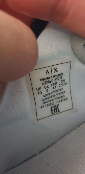 Armani Exchange Sneakers Mens / 43/- 27.7см ОРИГИНАЛ! Мъжки сникърси !