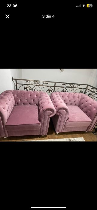 Fotolii elegante din catifea roz