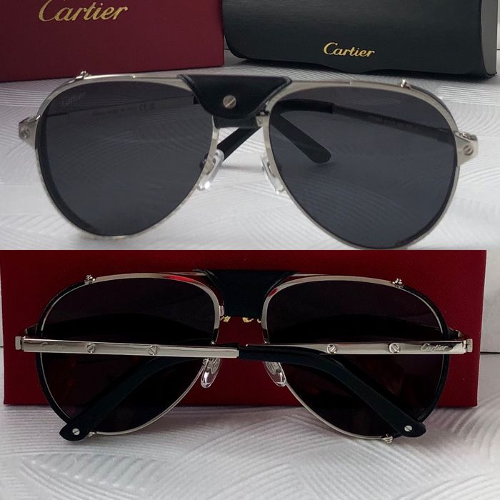 Мъжки слънчеви очила авиатор с кожа 3 цвята златни сребърни