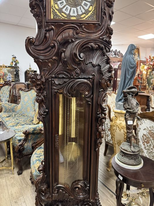 Ceas de podea din lemn masiv - sculptura manuala, mecanism westminster