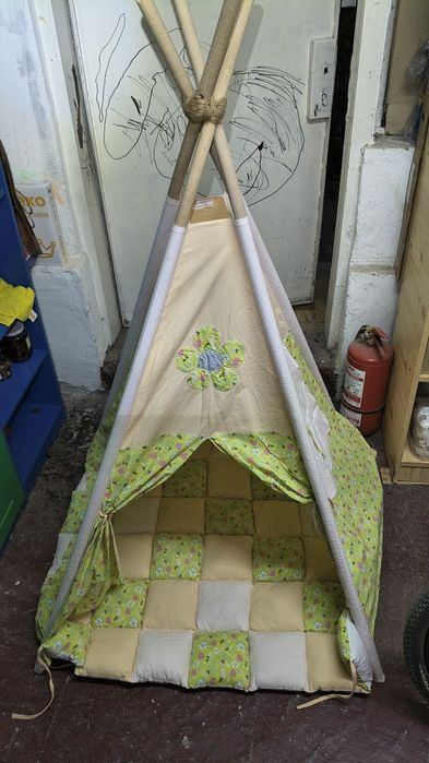 Cort joacă copii material textil și lemn