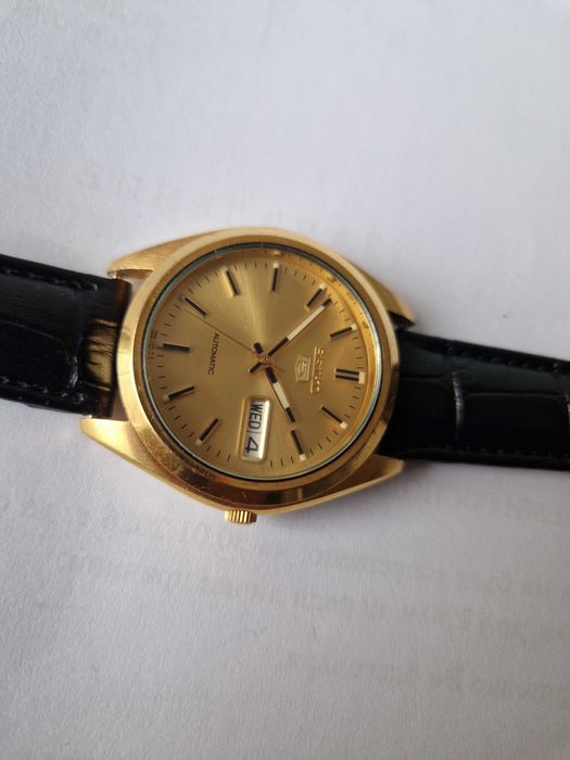 SEIKO 5, Automatic 7s26, 21 jewels Japan; Почти нов часовник! PVD Gold