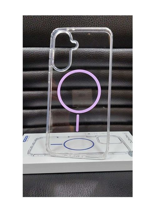 Калъф MagSafe iPhone / Samsung прозрачен силиконов калъф с цветен ринг magsafe