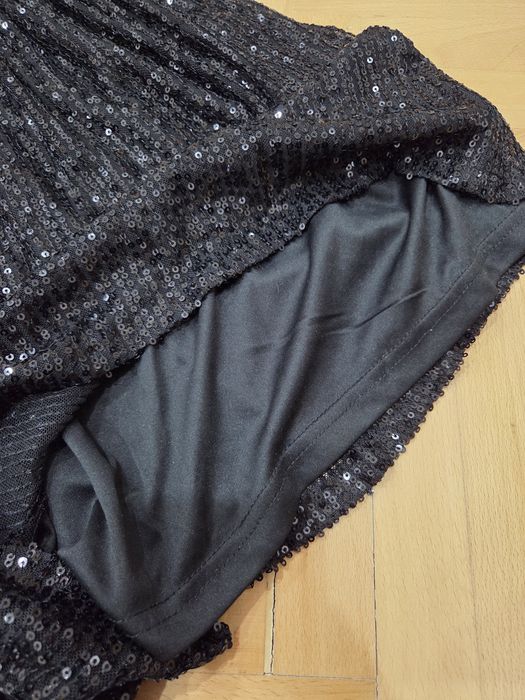 Lulus черна рокля XS с блестящи пайети | Watch Me Shine Black Sequin