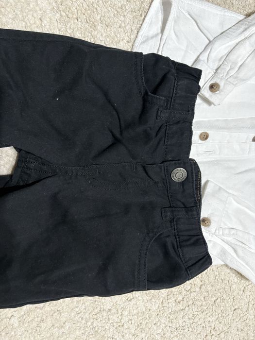 Camasa alba si pantaloni negri 2-3 ani H&M