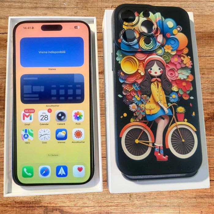 iPhone 15 pro Max, 256 GB, White Titanium + Husa trendy