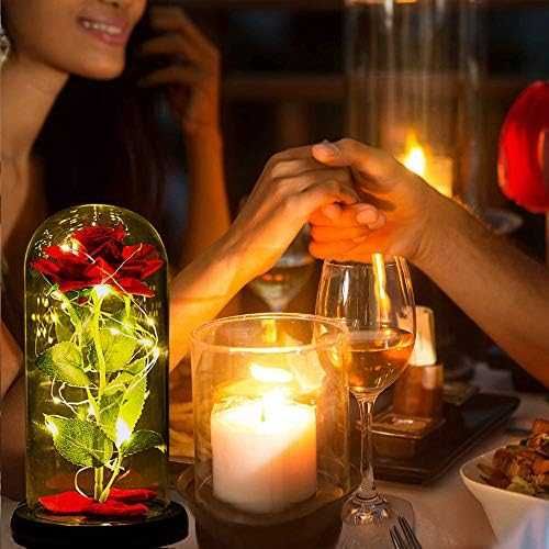 Голяма роза LED светлини кутия Подарък жена приятелка гадже Годишнина