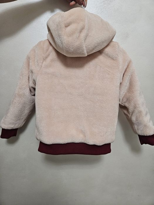 Geacă copii 4–5 ani, față dublă + captușeală pufoasă, bordo