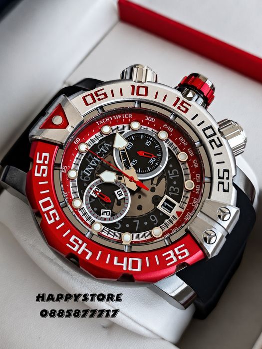 INVICTA Foxhound Red/Silver 57 mm, Инвикта нов мъжки часовник