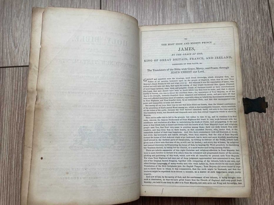 Biblia / Biblie veche,1848, engleza, 17x11x3 cm, coperta piele, incuietoare