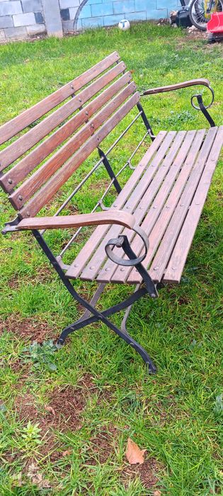 Троянски градински сгъваеми мебели,масив и ковано желязо-маса с2 пейки