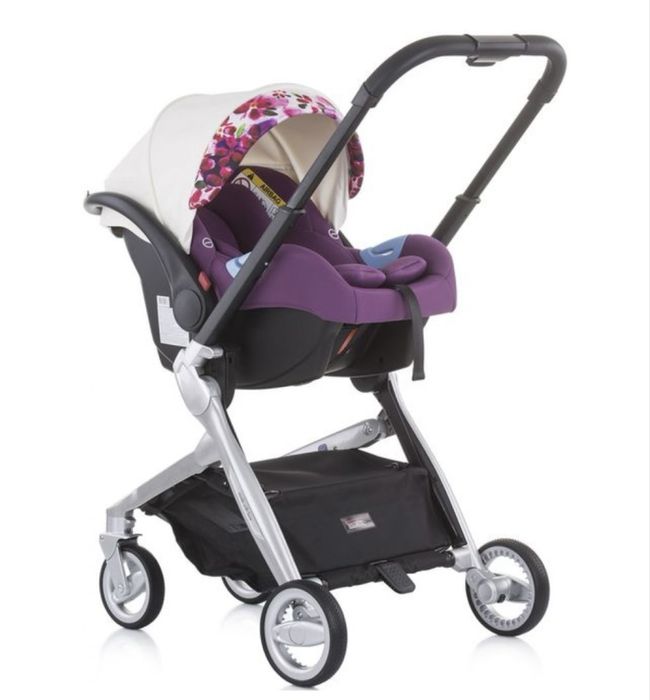 Комбинирана бебешка количка 3 в 1 Chipolino - Emotion, бяла с цветя