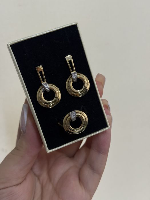 Золото Комплект Серьги Кольцо