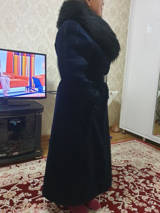 Зимнее велюровое пальто