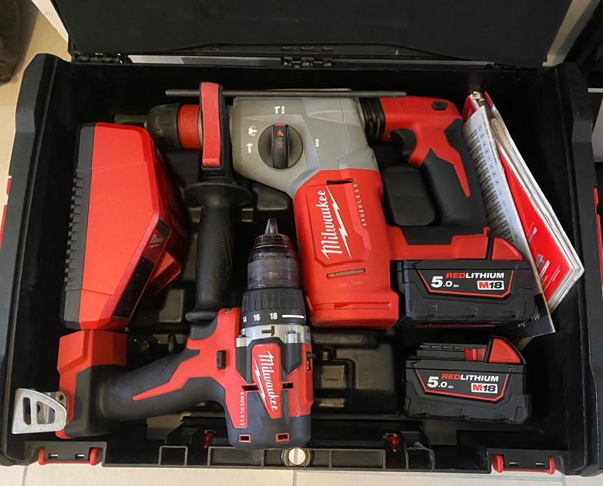 Milwaukee M18 set rotopercutor, flex, bormașină