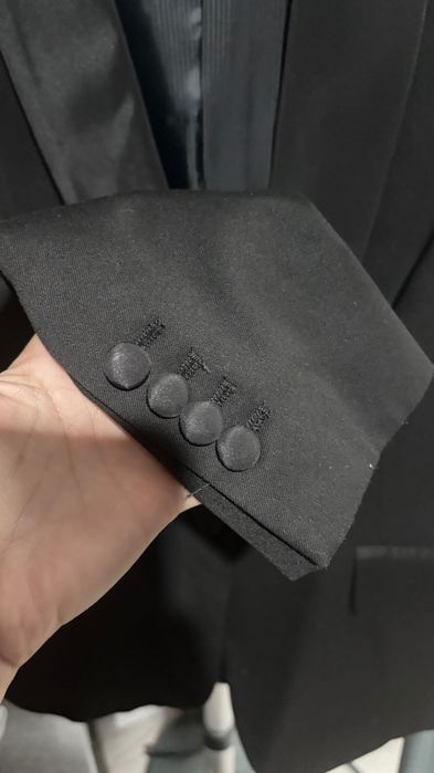 Sacou Zara negru stofă cu guler satinat S