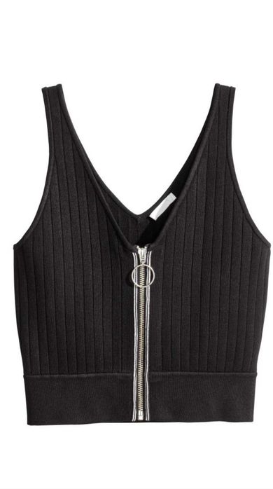 Къс потник с пайети НМ/ Прозрачна блуза H&M/ Плетен потник H&M