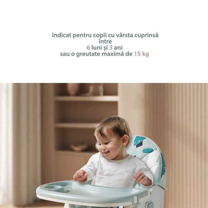 Scaun de Masa Pliabil KinderVIBE®, 6 Luni +, Verde Mandala