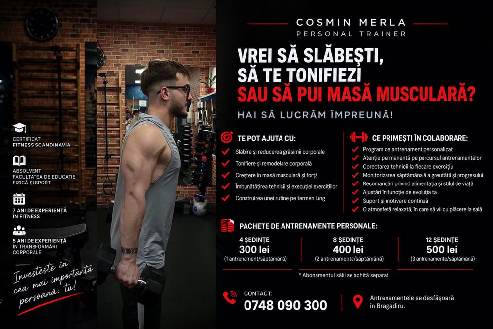 Antrenor Personal | Bragadiru | Slăbire și Masă Musculară