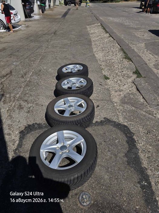 Оригинални лети джанти 16" 5x112 с зимни гуми Bridgestone 215/60/R16 за VW, Audi, Skoda, Seat