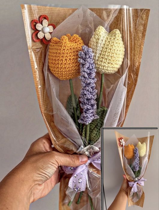 Букети от плетени цветя за подарък