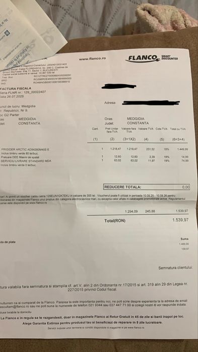 Vand frigider Arctic 250 litri, 160 cm aproape nou