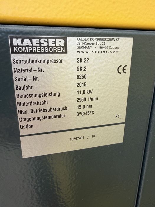 Compresor cu surub 15bar Kaeser SK 22